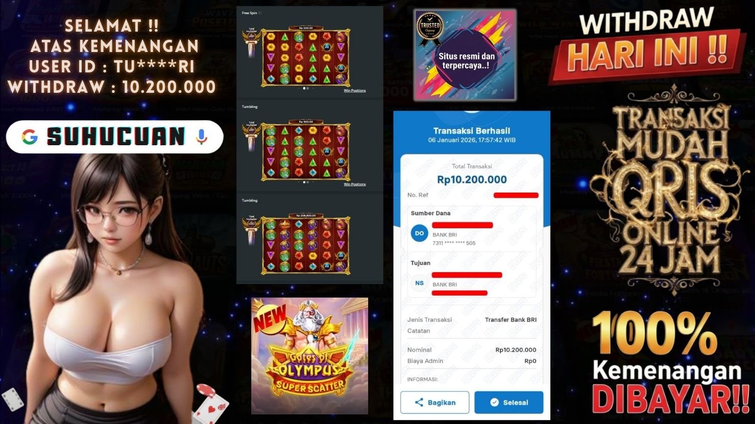 SUHUCUAN JACKPOT SLOT GATES OF OLYMPUS SUPER SCATTER